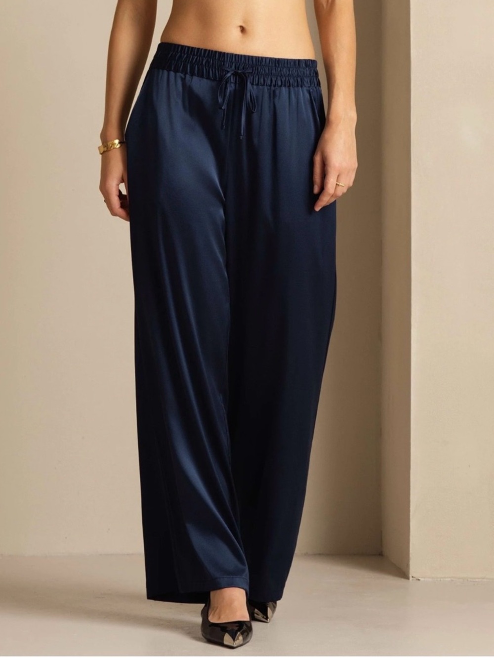 Club Monaco Wide Leg Track Pants - Navy